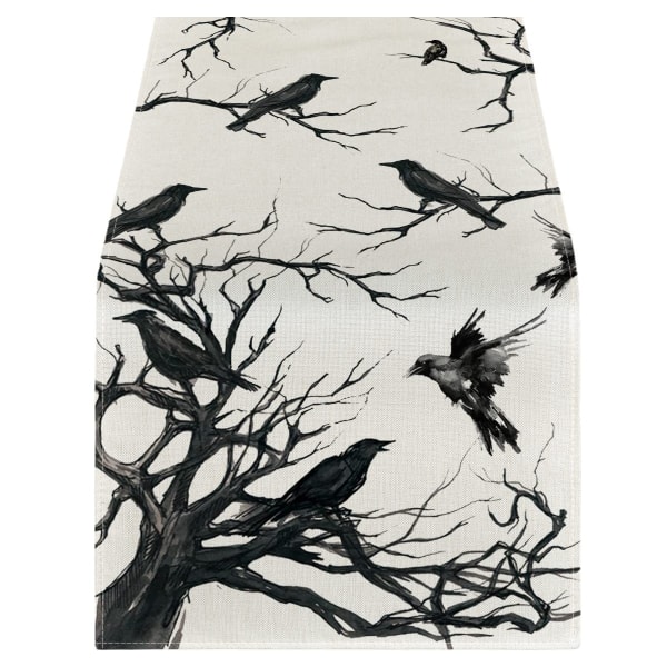 Halloween tablecloth crow pattern table decoration linen table runner