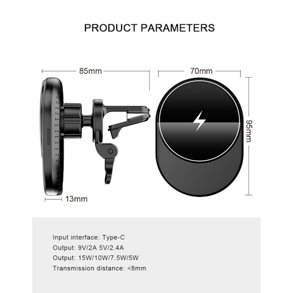 Magneettinen langaton autonlaturi Apple iPhone 12 -puhelimille