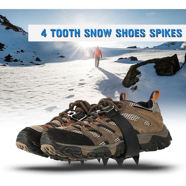 Crampons 4 tænder Anti-Slip skocover Sne klatring udstyr