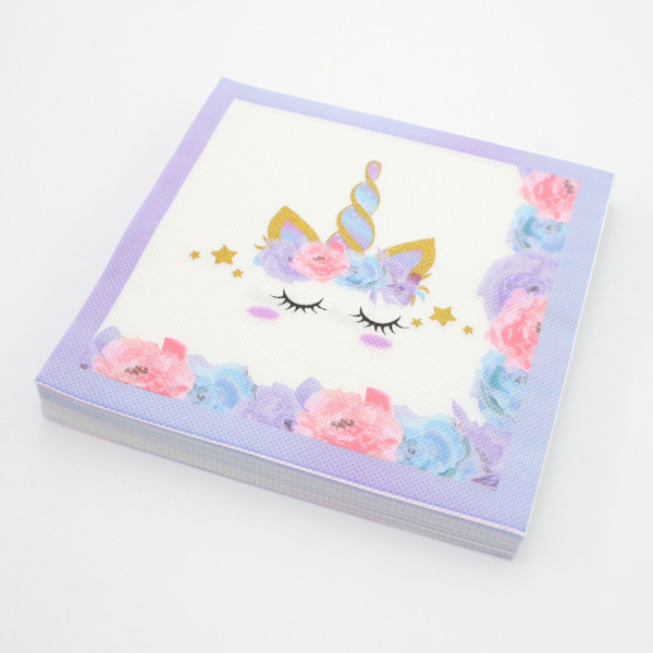 40 pakka värikkäitä paperilautasliinoja - sarjakuvakuvioidut lautasliinat cocktail-juhliin DIY origami-ruokailulautasliinat syntymäpäivä- ja hääpöydän koriste perhejuhliin