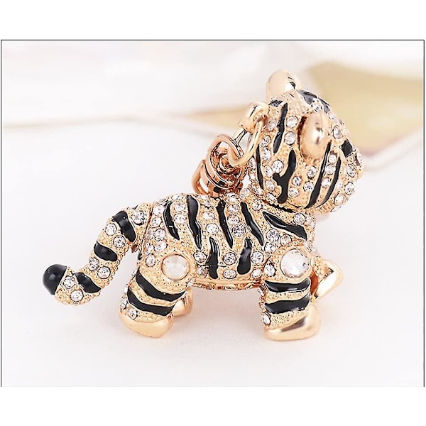 (glod) 1 stk. nøglering sød tiger metal glitter nøglering krystal rhinestone nøglering håndtaske, vedhæng nøglering