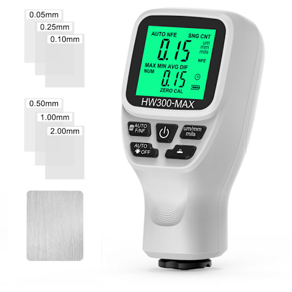Tjockleksmätare 0-2000um hög precision LCD Digital bilfilm tjocklek tjocklekstestare av billack tjocklek tre sondlägen tre omkopplare