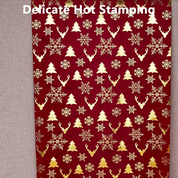 Juldekorationer Bordslöpare Jul Älg Sammet Guld Varm Polyester Bomull Bordsflagga Nyår Tryckt Julhelger Samling Bord
