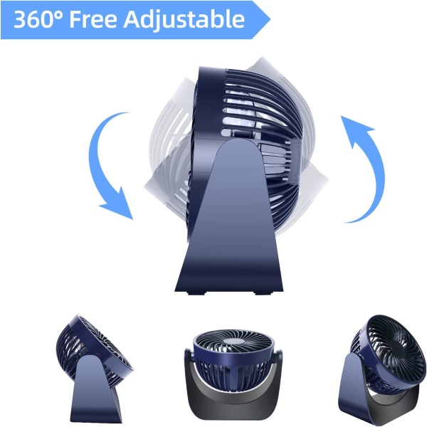 USB skrivebordsventilator - Mute Soveværelse 360° roterende (blå)