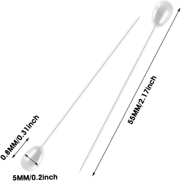 100 st Teardrop Pearl sömnadsnålar, 2 tums raka hattnålar Corsag