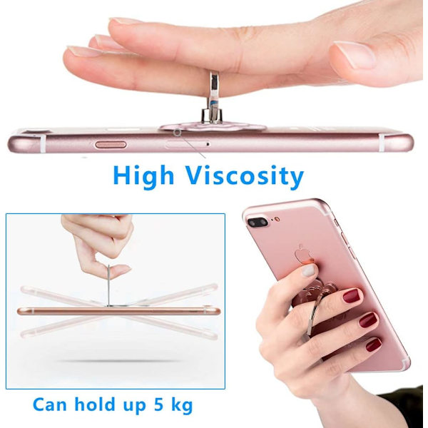 5-pack telefonringhållare, 360° rotation vacker blomma telefonring grepp stativ telefonhållare skrivbordshållare för Samsung iPhone PC smartphone
