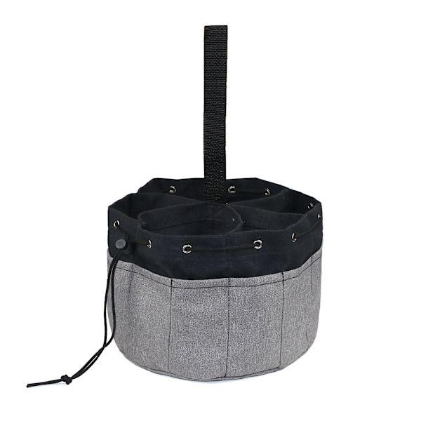 Lærred cylinder værktøjstaske have hardware værktøjstaske bærbar snøre værktøj opbevaringspose（sort）
