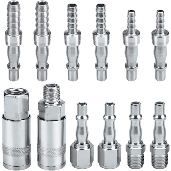 Ilmaletkun kompressorin liitin Ilmakytkin ja pistokeliitinsarja Uros Naarasliitin, BSP 1/4\" 6, 8 ja 10 mm letkulle