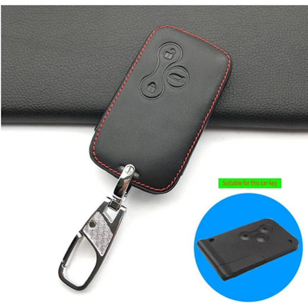 Äkta läder bilnyckelbricka (3 nycklar), skyddande fodral för Renault Laguna Espace fjärrkontroll