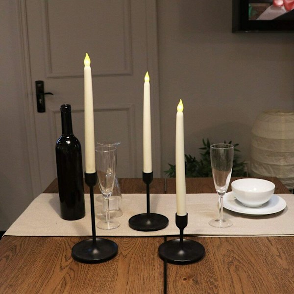 Flamlösa flimrande avsmalnande ljus 10-knapps fjärrkontroll 3D-veke Äkta vax Fönsterljus 2 x 24 cm 6 st