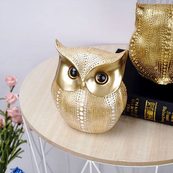 Ugle Statue Ornament Statue Ornament Dyr Guld Udsmykket Harpiks Statue