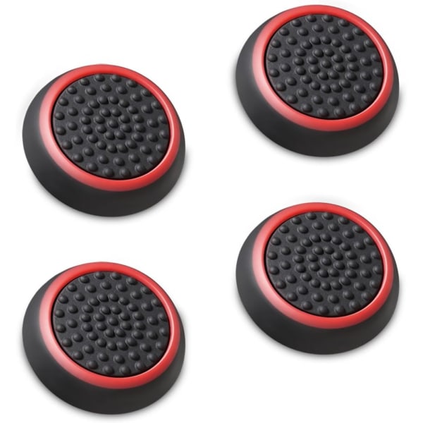4 stk. (sort/rød) - udskiftning af silikone controller joystick-hætte tommelfingerbeskyttelsesetui til PS4 / PS3-controllere - Xbox One/One S - Xbox 360 - Nintend