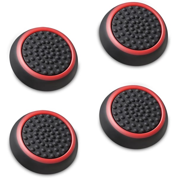 Silikon tumgrepp analog kontrollgrepp (4-pack/2 par, svart/röd), lämplig för användning med PS5/PS4/PS3/PS2/Xbox 360/one/switch Pro-handtag,