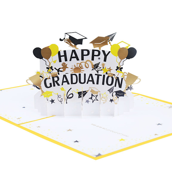 Sæt med 2 lykønskningskort, 3D pop-up lykønskninger Gradueringsceremoni - Håndlavet pop-up-kort i tyndt papir - Graduering /090