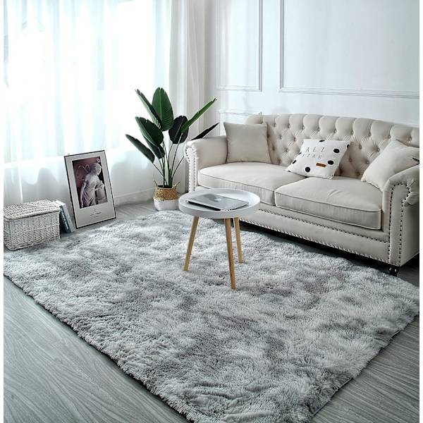 Mjuk golvmatta Mjuk konstgjord päls Area Rug Dekorativ gradient golvmatta för sovrum Vardagsrum Matsal (Ljusgrå, 80×160cm)