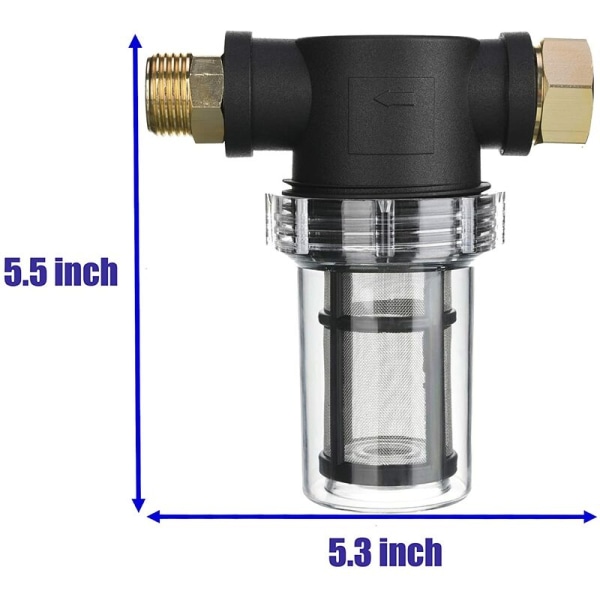 Havefilter til højtryksrenser, vandindløbsfilter, sediment inline filter, 40 mesh si, ekstra 100 mesh