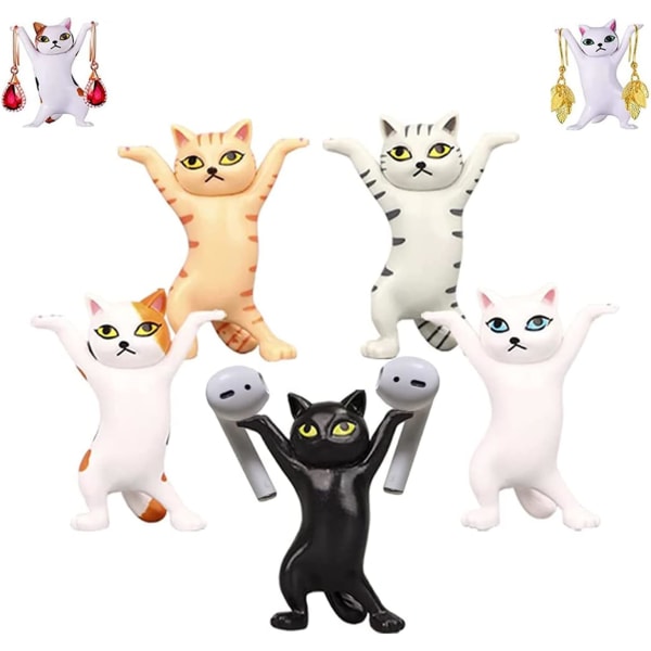 5 stycken Dancing Cat Pennhållare, Cat Brevpappshållare, Funny Cat Pennhållare, Dansande katt ministaty, Dansande kattprydnad, för kontor och hem, Sh