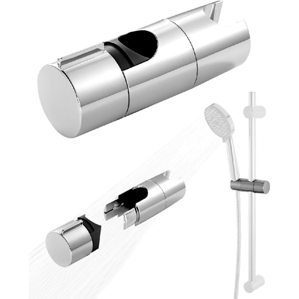 Brusehovedholder, brusehovedholder til justerbar glidebøjle 19-25 mm, brusehovedholder glidebøjle uden boring, 360° roterende brusehovedholder til brusebad