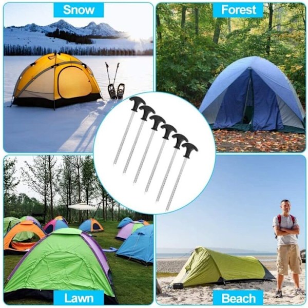 10 stk spiral teltplugger, 21cm rustfrie teltplugger fra bivouakk camping, robuste plugger med håndtak for camping og fotturer