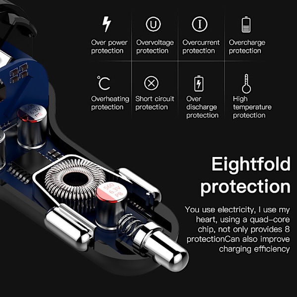 Bil MP3 Bluetooth Billader QC3.0 Hurtiglading Spenningsdeteksjon Bluetooth-mottaker FM-sender
