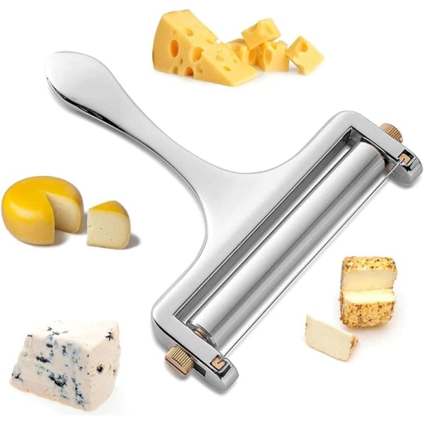 Cheese Slicer, Stainless Steel Adjustable Cheese Slicer, Adjustable Thickness Cheese Cutter, Including 1 Slicing Wire, for Kitchen Thick Soft Cheese