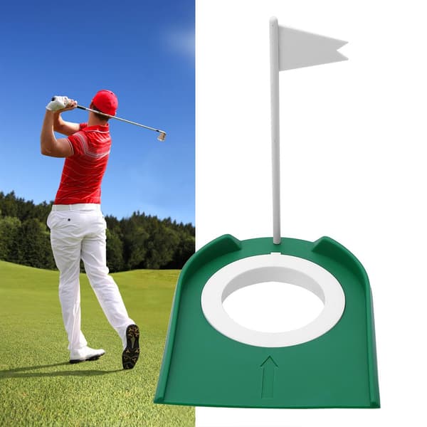 Golf Putting Cup Hål med Flagga, Vimpel och Putting Cup Golf Kit Plast Justerbar Hål Cup för Träning Putter Golf Tricks