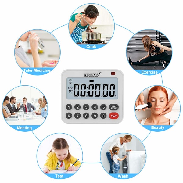 Digital Kök Timer Magnetisk Nedräkning Matlagningstimer Klocka med Magnetisk Baksida och Klämma, Höglarm, Stor Display Minuter och Sekunder Direktinmatning