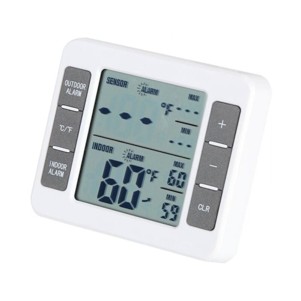 Et numerisk frysetermometer uden indendørs/udendørs temperatursensor med lydalarm