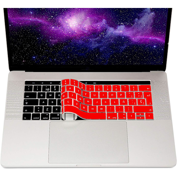 Punainen - MyGadget näppäimistönsuojus Apple MacBook Pro 13\" ja 15\" Touch Bar - Joustava silikoninen näppäinsuojus - ohut alusta.