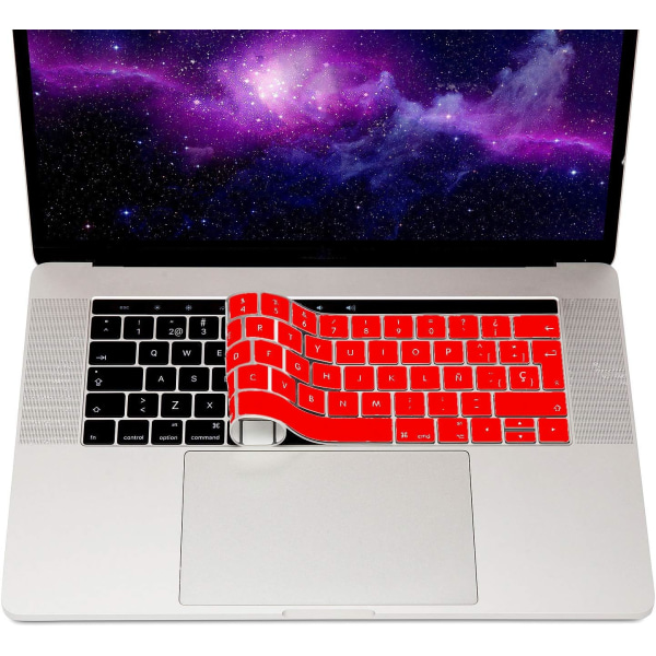 Punainen - MyGadget-näppäimistösuoja Apple MacBook Pro 13" ja 15" Touch Bar - Joustava silikonisuoja - erittäin ohut alusta.