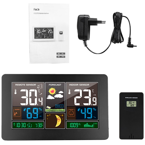 3-i-1 trådlös väderstation för inomhus- och utomhustermometer hygrometer barometer övervakning monitor driven av USB-batteri hygrometer