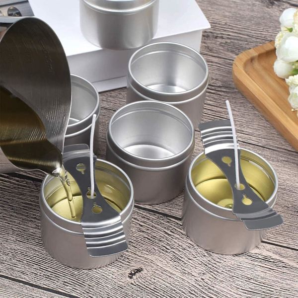 Ljusburkar för ljustillverkning, 12-pack Tomma Metallburkar med Lock, DIY Ljusbehållare för Ljustillverkning, Hantverk, Förvaring, etc. (2oz, silver)