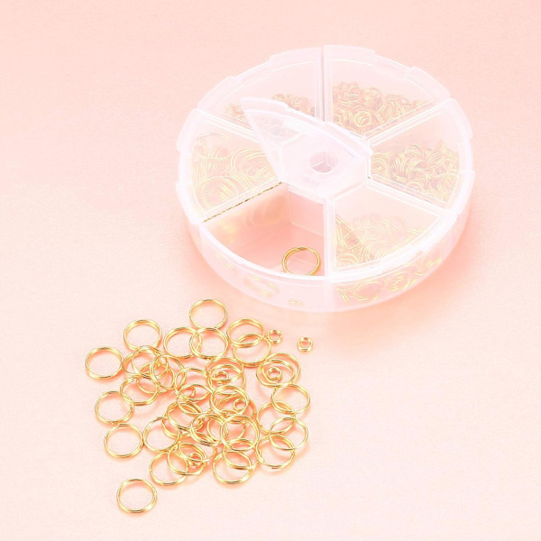 Öppna ledade ringtillbehör låda (rostfritt stål färg), 4/5/6/7/8/10mm, diy örhängen gör stud örhängen smycken hantverksmaterial
