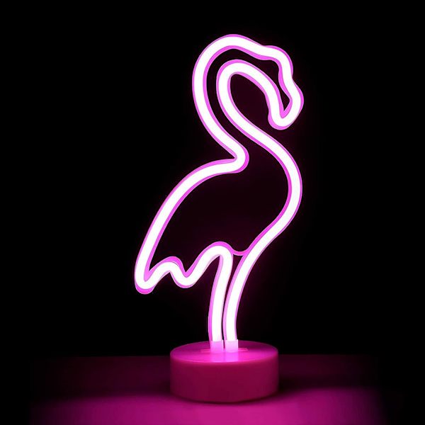 LED Flamingo Ljusskylt, Neon Nattlampa, USB/Batteridriven Neon Skylt Dekorationsljus, Väggdekoration för Fest Födelsedag, Barns Rum, Jul Ljus