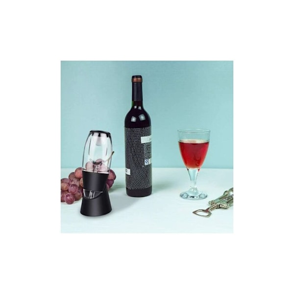 Sort Decanter R vinlufter med stabil støtte og Decanteu rejsetaske til rødvin karaffel gaveæske