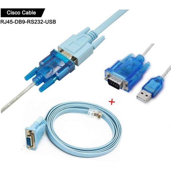 Cisco Konsollkabel Seriell Kabel Rj45 til DB9 og RS232 til USB (2 i 1) For Cisco Enhet 1.8M + 1M