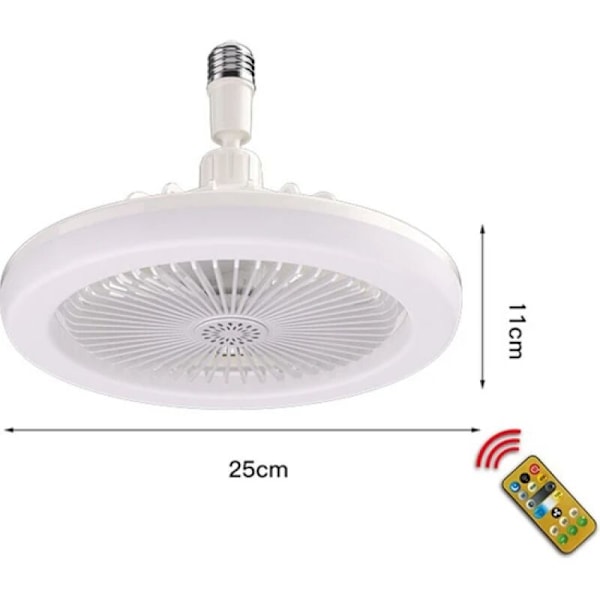 Sunshinee Takfläkt med fjärrkontroll och E27 lampfläktskonverterare Bas av intelligent och tyst takfläkt för sovrum och vardagsrum
