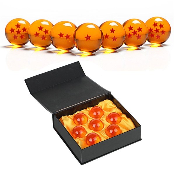 Akryl Kristallkula 7 Stjärnor med Presentförpackning Sju Stjärnor Akryl Lek Orange Kristallkula Set för Cosplay, Dekoration(3.5CM)
