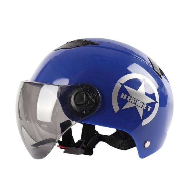 Elfordon hjälm skoter cykel öppet ansikte halv cap anti-UV säkerhetshjälm cykelhjälm justerbar blå