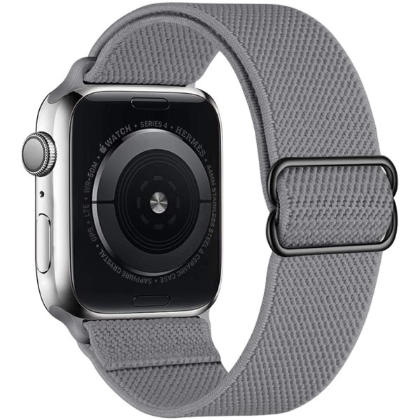 Suitable for Apple Watch strap, adjustable stretch nylon braided sports replacement strap, suitable for Iwatch series,gray(38/40/41mm)