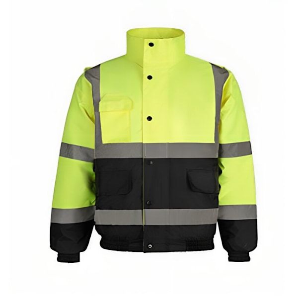 Høj Synlighed Refleksjakke – 2 Tone Neon Gul/Marineblå – Størrelse: L