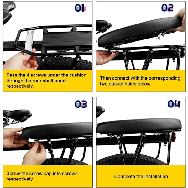 Sykkelsete bak, barnesykkelsete, barnesykkelsete/terrengsykkel/barnesykkel baksete pute, PU sykkeltransport sete pute