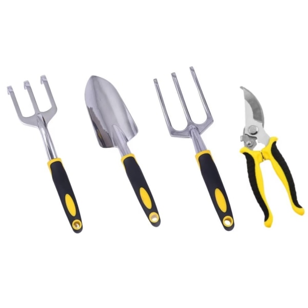 Trädgårdsredskap set, trädgårdsredskap i robusta aluminiumhuvuden och ergonomiska handtag, 4 delar