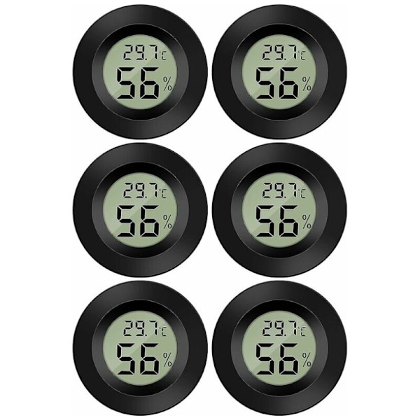 (6 stk. - b) Mini digitalt LCD Termometer Hygrometer Temperatur Fugtighed -5070 ℃ 10% 99% HR Bærbart Termisk Termometer Hygrometer Indikator Til Fra