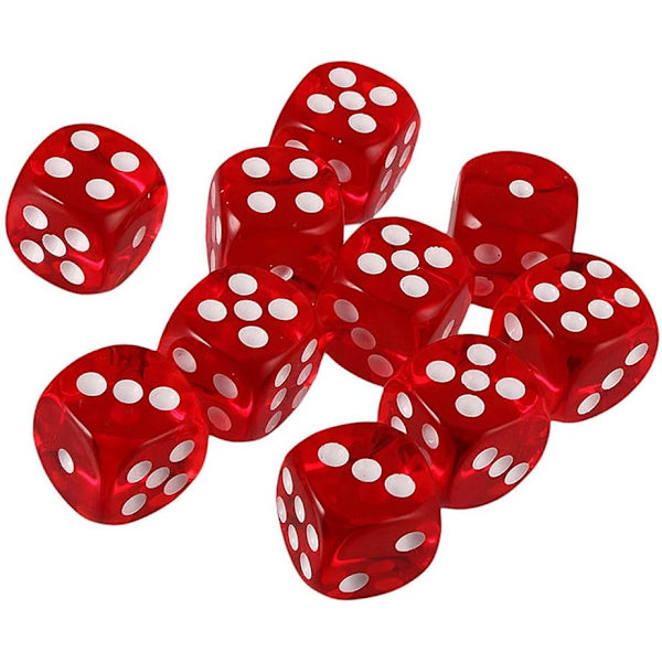 10 kpl noppaa (punainen) monipuolinen D6 noppa 16mm akryylinoppasetti DND noppapeliin RPG MTG pöytäpeleihin