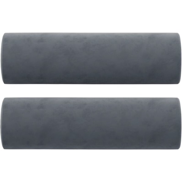 Dekorative puder Sæt med 2 mørkegrå Ø15x50 cm Velour