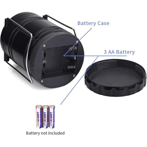 2-pack hopfällbara nödlampor, bärbara utomhuslyktor, vattentäta fiskelampor, hopfällbara nödlampor, campinglampor, batteridrivna för camping