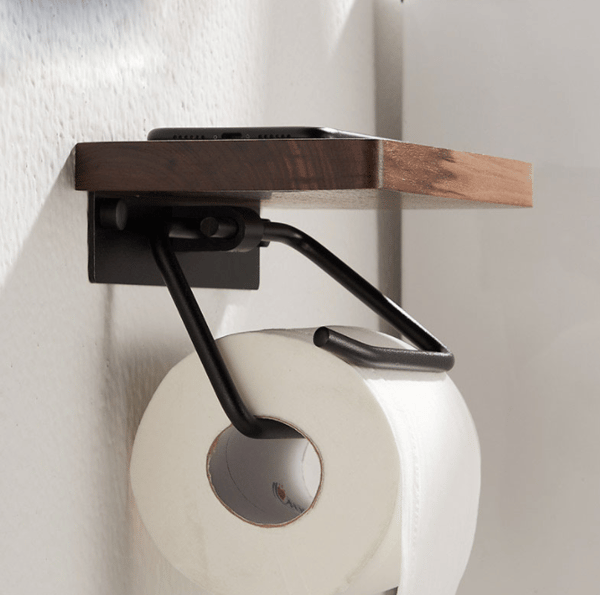 Toiletpapirholder Valnød Ingen boring Sort konkav 200mm Sort 1 stænger