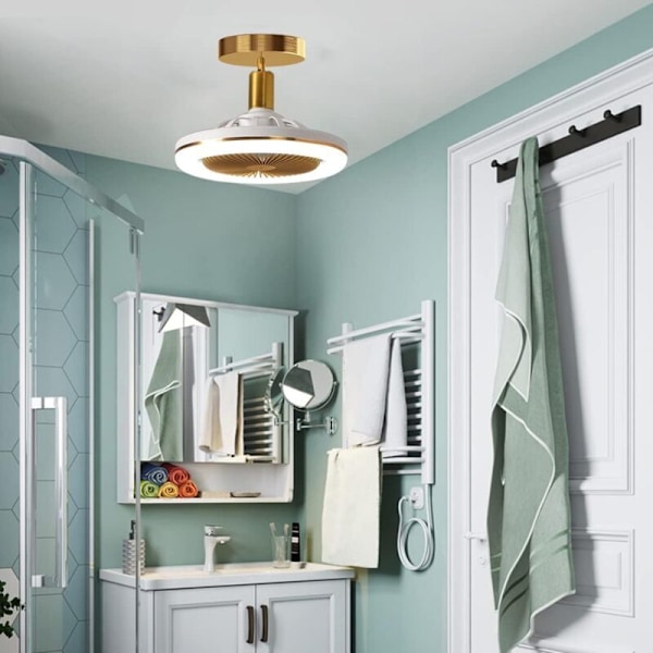 Tyst Takfläkt med 30W LED Integrerad Lampa och Fjärrkontroll Dimbar E27 Liten Takfläkt Lampa Sovrum Matsal Kök Taklampa Justerbar