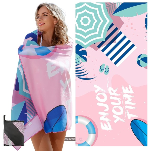 Strandhåndklæde med UV-etiketter, strandmåtte, mikrofibermateriale, No Sa